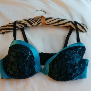 Sexy blue and black bra